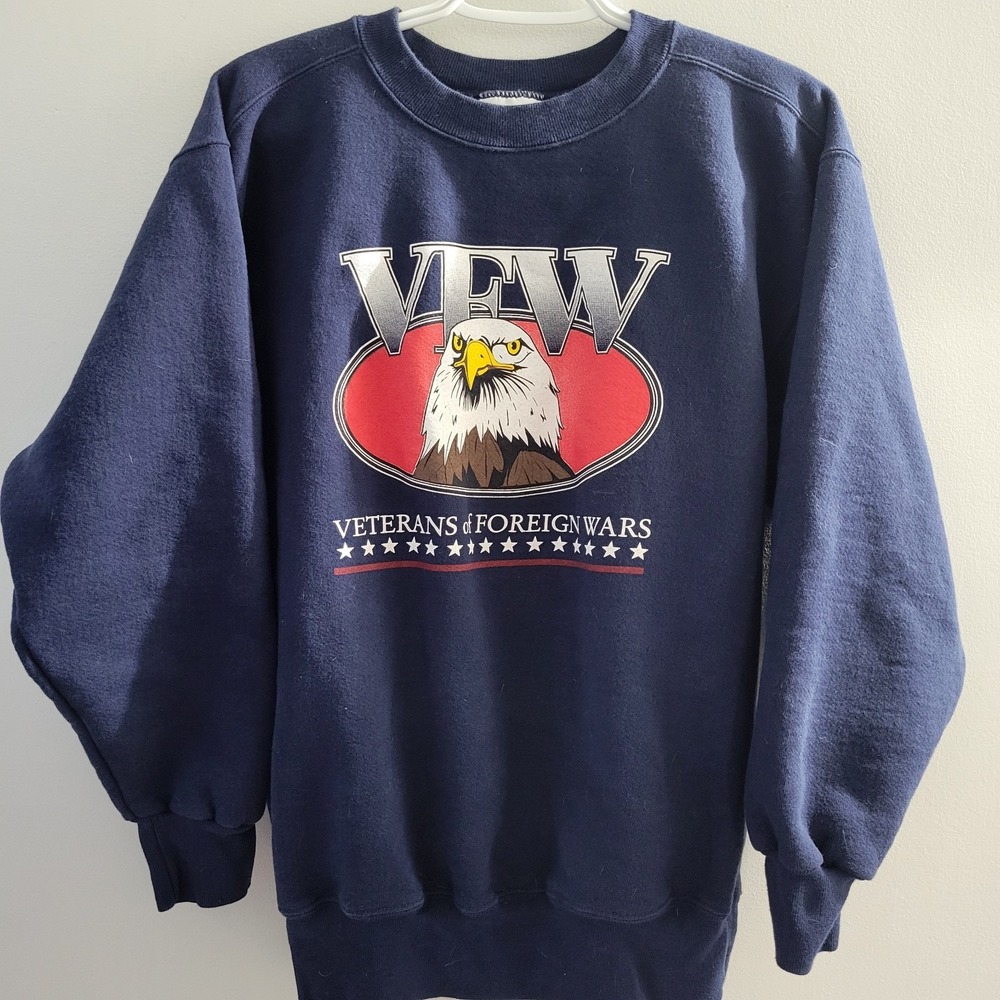 Vintage VFW Veterans Of Foreign Wars Sweatshirt Size Medium Eagle Made In USA